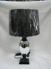 S & P Silver Urn With Black Round Shade